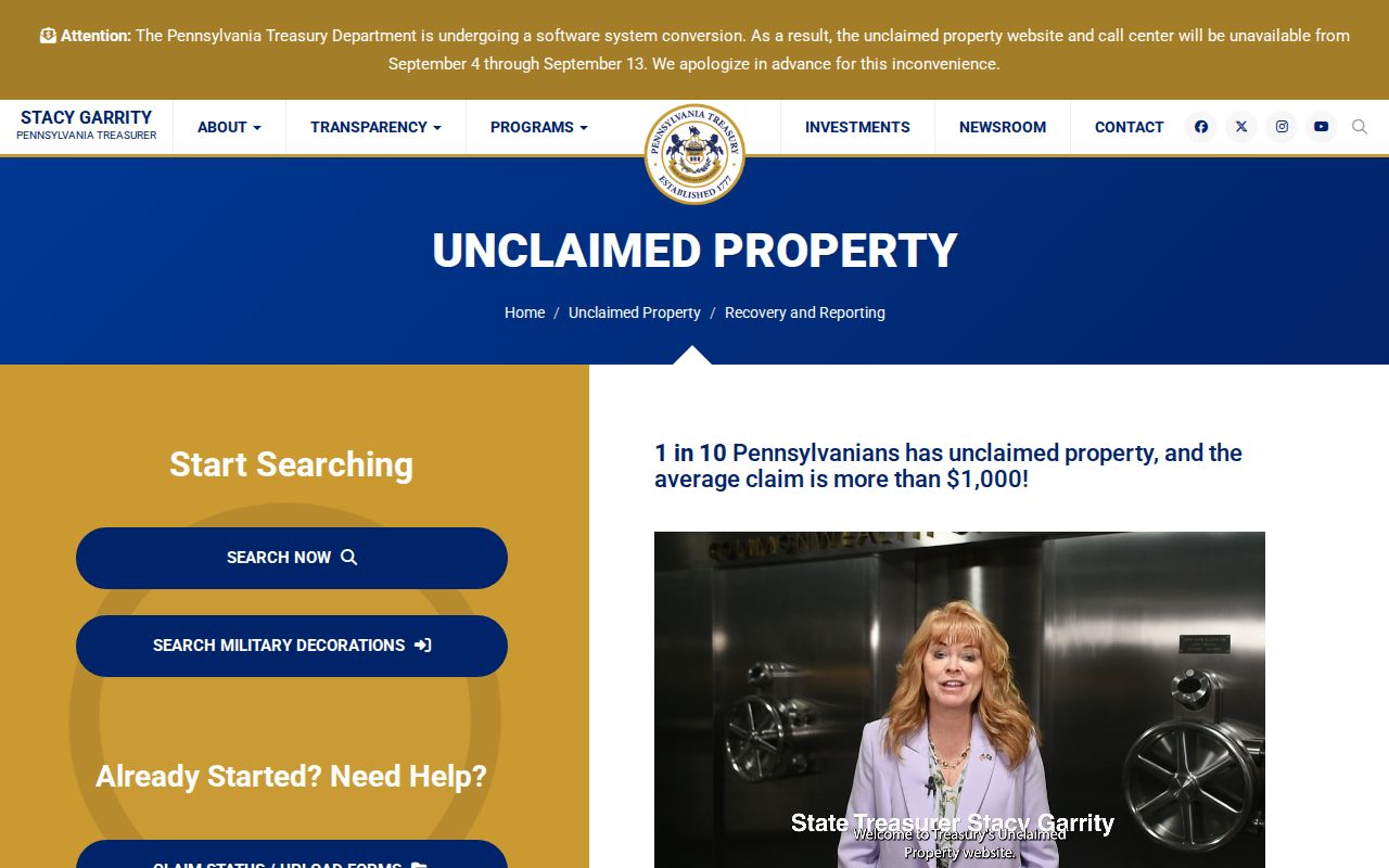 Reading residents directory Pennsylvania unclaimed property search