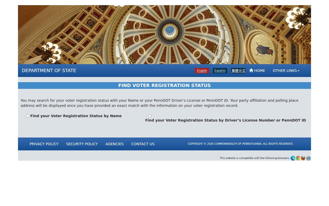 Reading residents directory Pennsylvania voter registration status lookup