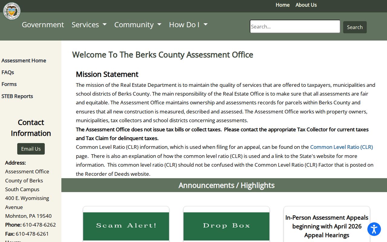 Reading street directory Berks Assessment Office property record resources